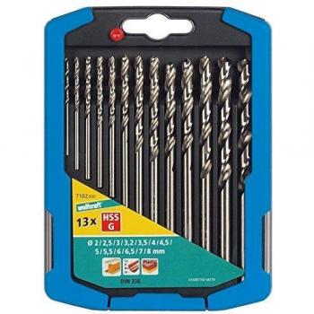 wolfcraft Juego de brocas para metal HSS rectificado, 13 piezas I 7102000 I Para taladrar materiales duros