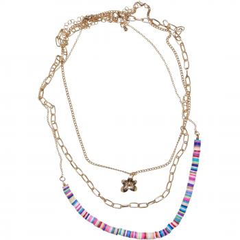 Urban Classics Gold Flower Bead Layered Necklace for Women