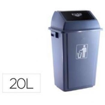 Q-Connect Papelera Contenedor Plástico Con Tapa De Balancín 20 Litros Gris 340x240x450 Mm