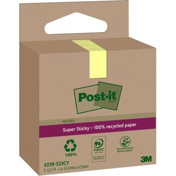 Post-It 7100284575 - Pack 3 Blocs 70 Hojas Notas Recicladas Adhesivas
