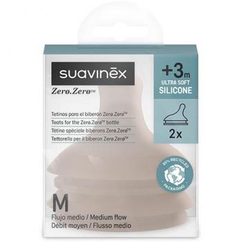 Suavinex Zero Zero Medium Flow Anti-Colic Silicone Teat - Deep Nude (2 Pack)