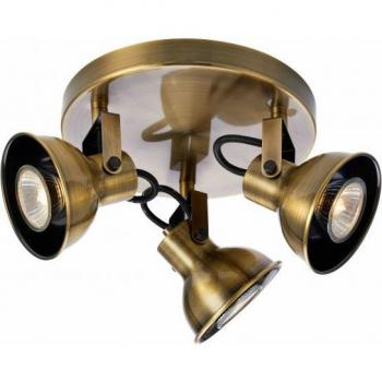 Plafón antiguo de 3 focos ROCCO, tipo: plafón de techo, características: diseño vintage, acabado en metal envejecido, tres luces ajustables, compatible con bombillas LED, ideal para iluminación en ambientes rúst