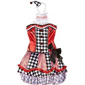 Smiffys Disfraz Fever de payasa guapa, con corsé, falda con enagua adjunta, collarín y mini sombrero