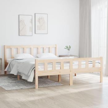 Estructura de cama doble de madera maciza 135x190 cm