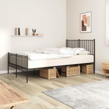 Cabecero y Pediera de Metal Negro para Cama de 120x190 cm