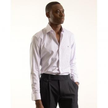 Camisa Hombre Vestir Slim Fit Multiraya Rosa