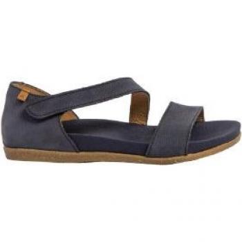 Sandalias de piel para mujer El Naturalista N5652 marino, planas, con velcro y estilo casual 2024