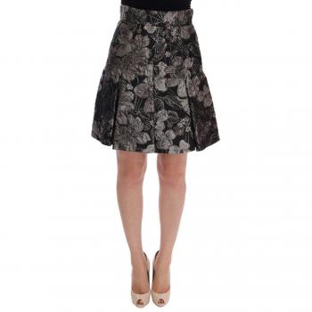 Dolce & Gabbana Black Silver Brocade Floral Skirt - IT36 | XS, Short Skirts, female, Black, Size: 3XS Luxury Brocade Floral Skirt