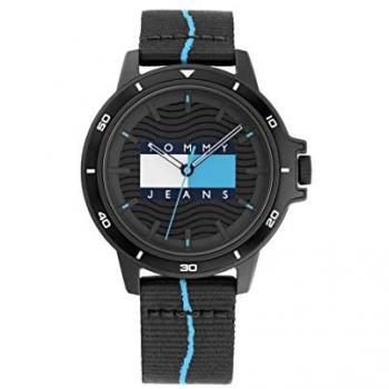 Reloj Analógico de Cuarzo para Hombre Tommy Hilfiger 1791999 (Ø 45 mm) con Correa de Tejido Negro y Plástico del Océano