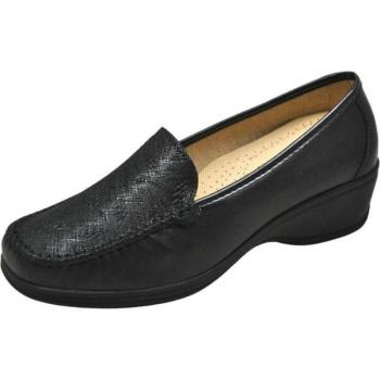Zapatos para Plantillas Lumel, modelo Mocasín Muy Ancho, color negro, con plantilla extraíble y ligeros