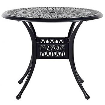 Mesa de Comedor de Jardín Redonda de Aluminio Negra Ø 90 cm Estilo Vintage Ancona