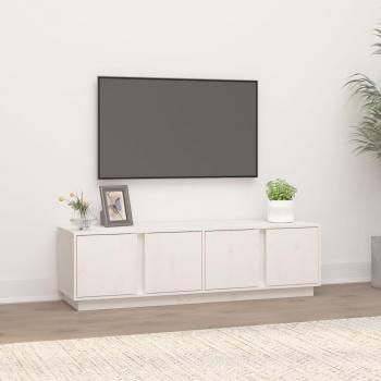 Mueble de TV de madera maciza de pino 140x40x40 cm, Mueble de salón, Mueble TV, Mueble televisor, mesa de TV en color blanco