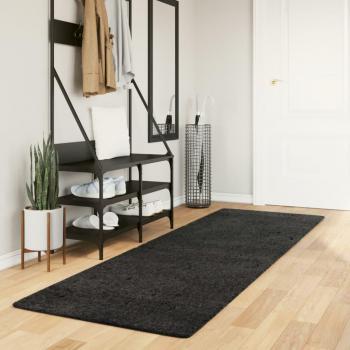 Alfombra de pelo largo moderna gris antracita 80x250 cm