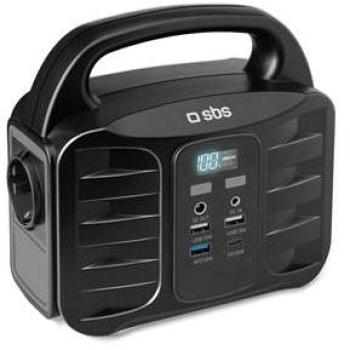 Estación de Carga Portátil SBS 150W con Rápido Cargador y 6 Puertos USB - Negra