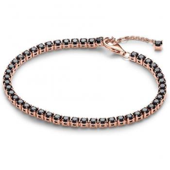 Pulsera Pandora Timeless bañada en oro rosa con cristales color negro