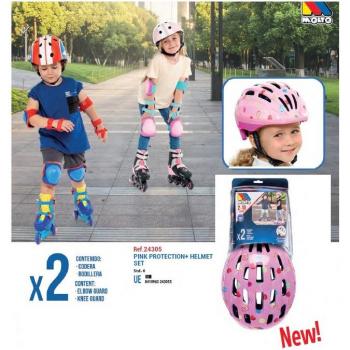 Moltó Set casco + protecciones rosa Ajustables (24305)