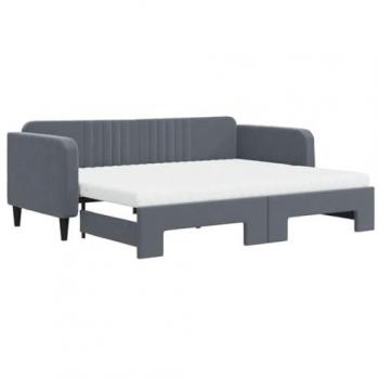 Sofá cama nido con colchón terciopelo gris oscuro 90x200 cm