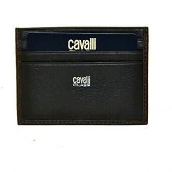Roberto Cavalli Class - Tarjetero para hombre BROWN/ BLACK