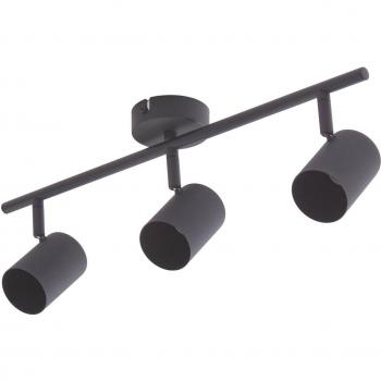 Foco de techo estrecho negro Lindby Jorell con 3 luces GU10, hecho de metal, apto para empotrar y usar como lámpara de pared