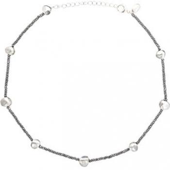 Collar de Acero Inoxidable para Mujer Breil con Piedras de Hematita, Longitud Ajustable 39-45 cm, Modelo TJ3287