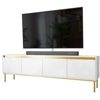 Mueble TV Miami AA100 Blanco 200x60x40cm con 4 puertas y estructura de metal