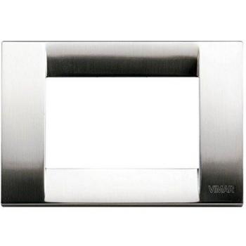 Placa Vimar Idea Clásica 3 Módulos Níquel Cepillado