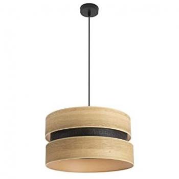 Lámpara Colgante Colet 1xe27 Negro y Madera Clara 40x40 cm