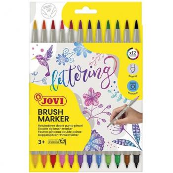 ROTULADOR JOVI BRUSH MARKER DOBLE PUNTA 12 COLORES SURTIDOS