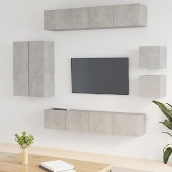 Set de muebles para TV 8 piezas madera contrachapada gris hormigón 30.5 x 30 x 90 cm