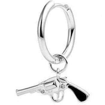 Pendiente Piercing Aro Hombre Gun N Roses en Plata 925 y Metal Libre de Níquel con Cierre Clic