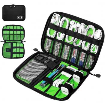 DAMIGRAM Accesorios Electrónicos Bolsa De Viaje Impermeabile de Nylon Organizador de Cable Electrónico para USB Cables, Disco Flash, Cargador, Banco de Energía