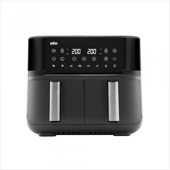 Freidora de aire Braun TwinCook 3 TD 3030BK, Doble, 8L, Control Digital, 2850W, Tecnología RealAir