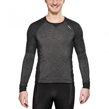 Odlo L/S Crew Neck Natural + X Camiseta Térmica, Hombre, Negro