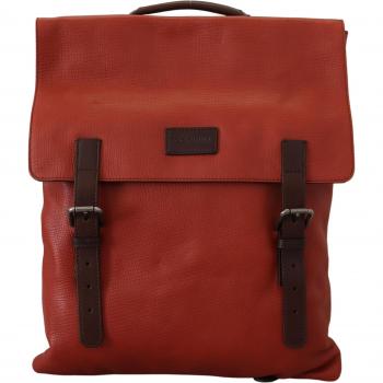 Dolce & Gabbana Orange Leather Logo Plaque Men Backpack Bag