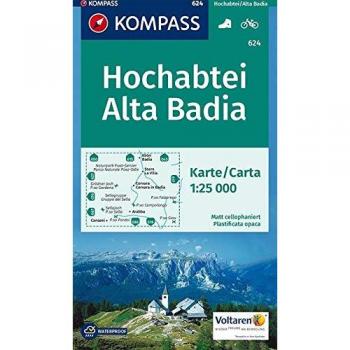 Mapa excursionista y topográfico 624 Alta Badia 1:25.000 con rutas para bicicleta y precisión GPS