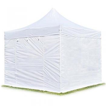 Carpa Plegable 3x3m Premium Acero 40mm con Laterales Sin Ventana, Blanca