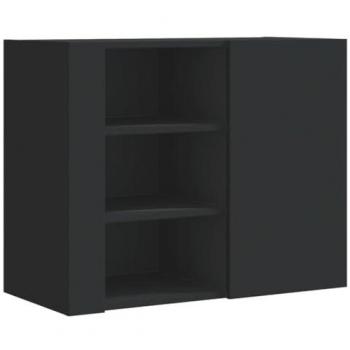 Armario de pared negro de madera de ingeniería 75x35x60 cm, armario montado en la pared, armario flotante