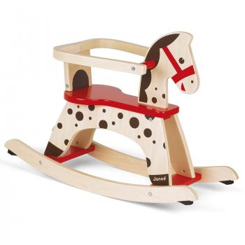 Janod - J05984 - Balancín con diseño de caballo Caramel de color marrón y rojo para aprendizaje del equilibrio para niños a partir de 1 año