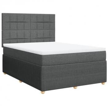 Cama box spring con colchón de tela gris oscuro 140x200 cm