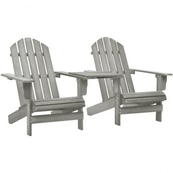 Adirondack Garden Chairs with Solid Fir Wood Tea Table - Grey