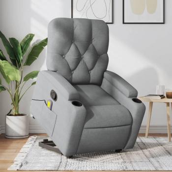 Sillón de masaje reclinable de tela gris claro Vidaxl