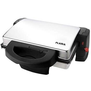 Flama Parrilla 441FL, 1800W, Acero Inoxidable, Superficie de Cocción de 280 x 200 mm, Termostato Regulable, Placas Reversibles Extraíbles