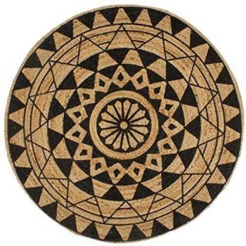 vidaXL Alfombra Redonda de Yute Tejida a Mano Tapete Alfombrilla Felpudo Moqueta Tapiz Esterilla Artesanía Decoración Diámetro 120 cm Negro
