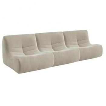 Set de 3 Sillones Regulables con Textura Rizada Beige, Modelo Sokol, 91x105x72 cm