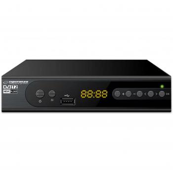 Sintonizador Digital DVB-T2 Esperanza EV106P H.265/HEVC, Color Negro