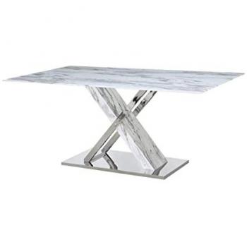Mesa de Comedor DKD Home Decor Cristal Plateado Gris Acero Blanco 180 x 90 x 78 cm