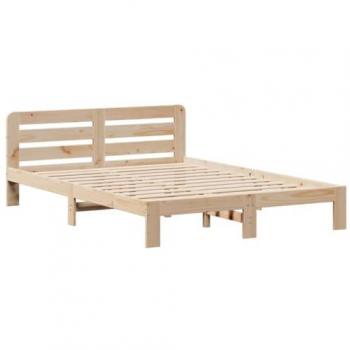 Cama sin colchón 120x200 cm en madera maciza de pino, estructura de cama, marco de cama, cama doble, color marrón