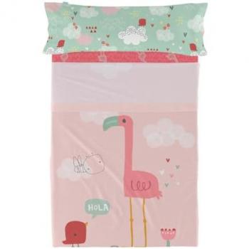 Juego de Sábanas HappyFriday Moshi Moshi Hola Multicolor 2 Piezas para Cama de 80/90 cm