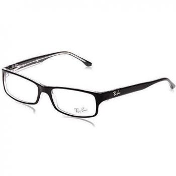 Ray-Ban RX5114 Unisex Rectangular Black Eyeglasses with Full Rim Plastic Frame 52mm/16mm/135mm