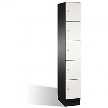 Armario de Compartimentos Bajo Llave C+P CAMBIO 5 Fácher con Puertas de Acero, Color Negro-Gris y Blanco, Dimensiones B 300 mm